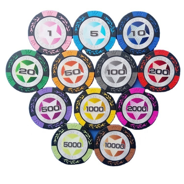 blank casino poker chips with your sticker logo Wheat leaves casino chips