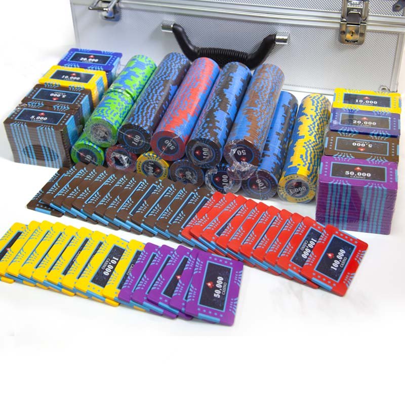 High quality deluxe multicolor clay chip set Customized mixed color clay custom poker chip