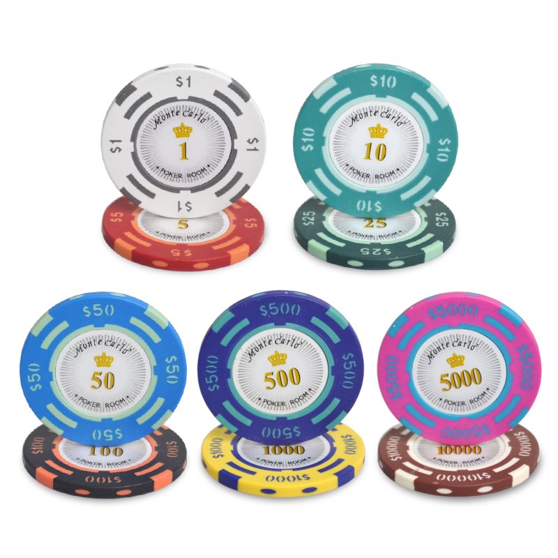40mm monte carlo 14g clay with sticker numbers gambling coin jetton tag poker chips