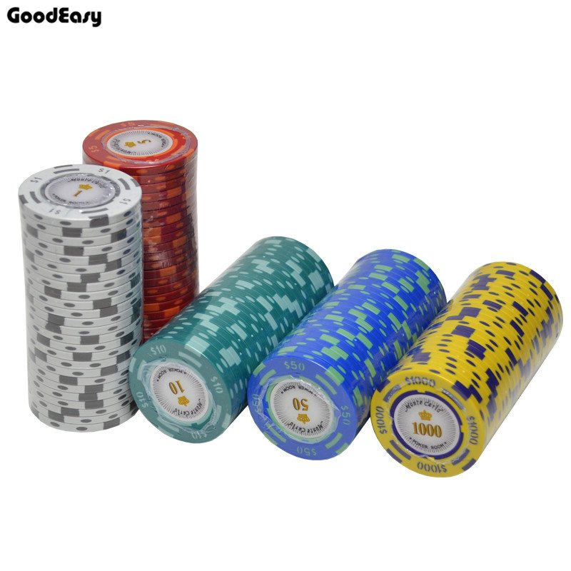 40mm monte carlo 14g clay with sticker numbers gambling coin jetton tag poker chips
