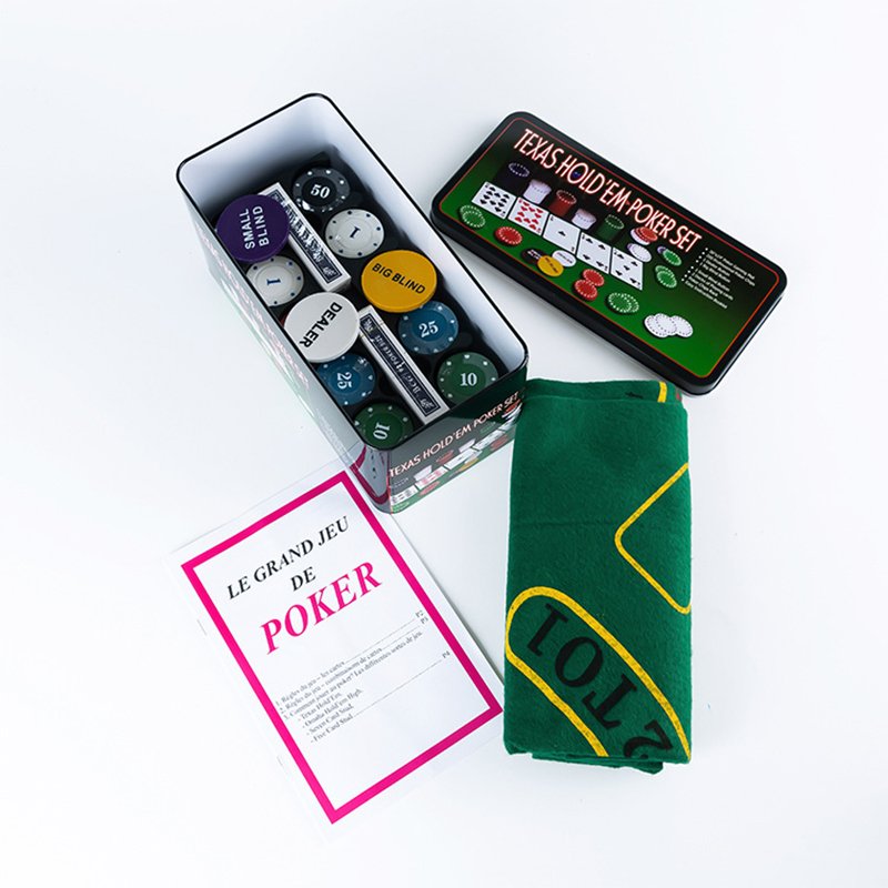 200 pcs Poker Chip Set with Iron Storage Box Hot Selling Cheap 4g PP Texas Chips With Mat, Cards, Dealer Buttons and Instruction