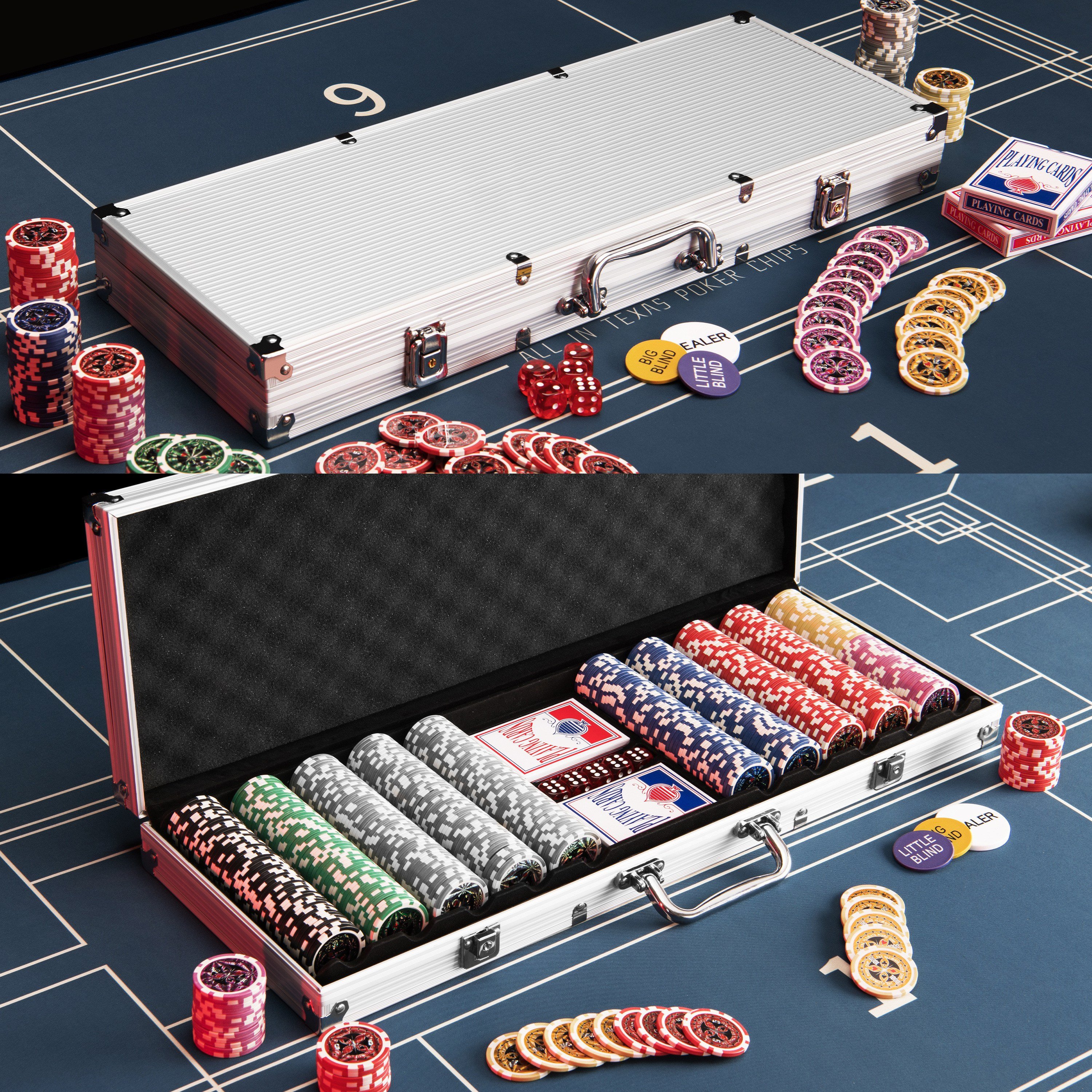 Wholesale customize pp chips professional 500 poker chips set with sticker