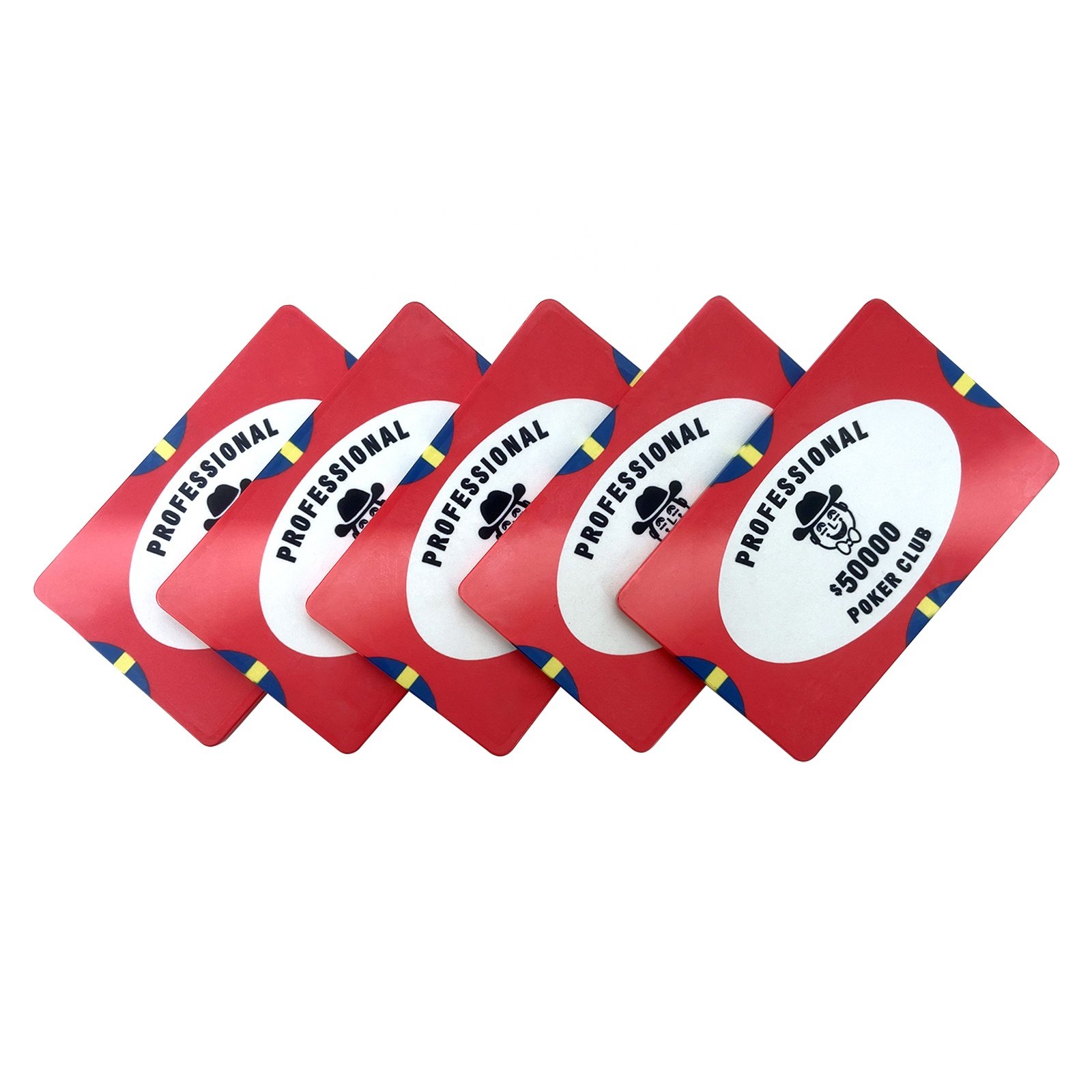Factory direct sale ceramic poker plaques 39g rectangle chips 83.5x52.5x3.5mm custom logo for casino professional poker club