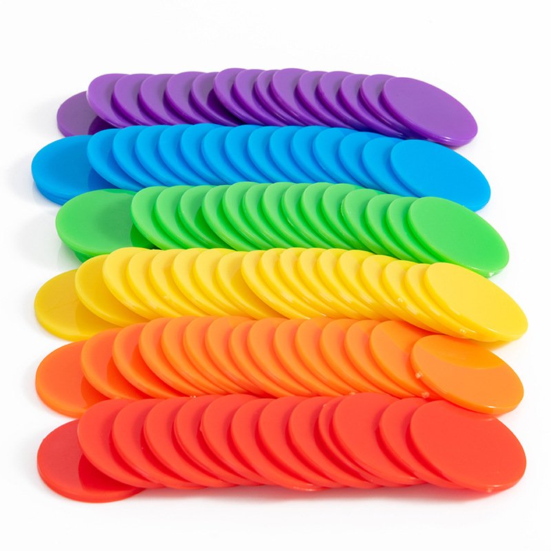 30mm 25mm Colors Plastic Learning Counters Disks Bingo Chip Counting Discs Markers for Math Practice and Poker Chips Game Tokens