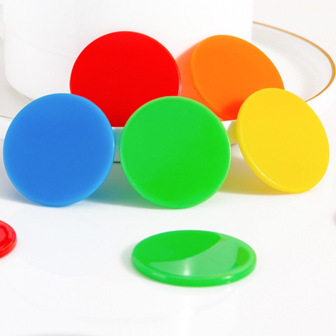 30mm 25mm Colors Plastic Learning Counters Disks Bingo Chip Counting Discs Markers for Math Practice and Poker Chips Game Tokens