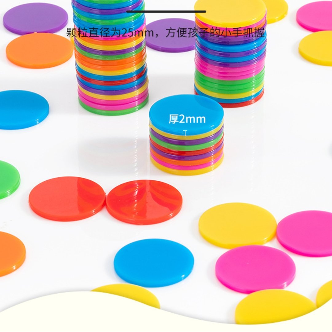 30mm 25mm Colors Plastic Learning Counters Disks Bingo Chip Counting Discs Markers for Math Practice and Poker Chips Game Tokens
