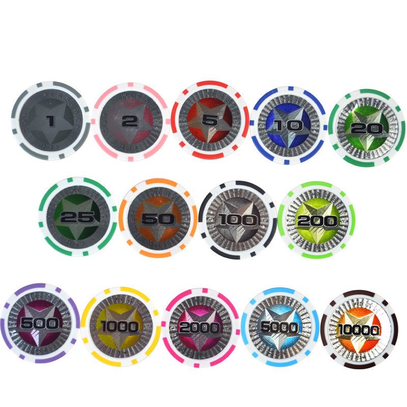 Customized 14g sticker hot stamping printing ABS material high-end cheap casino poker chips