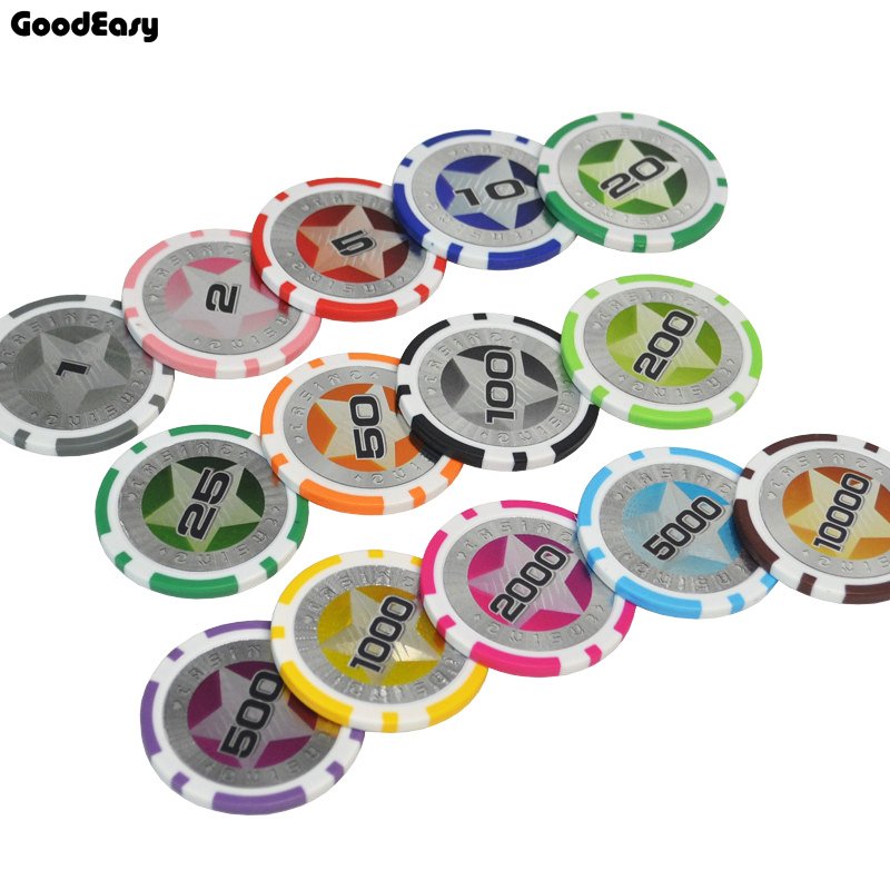 Customized 14g sticker hot stamping printing ABS material high-end cheap casino poker chips