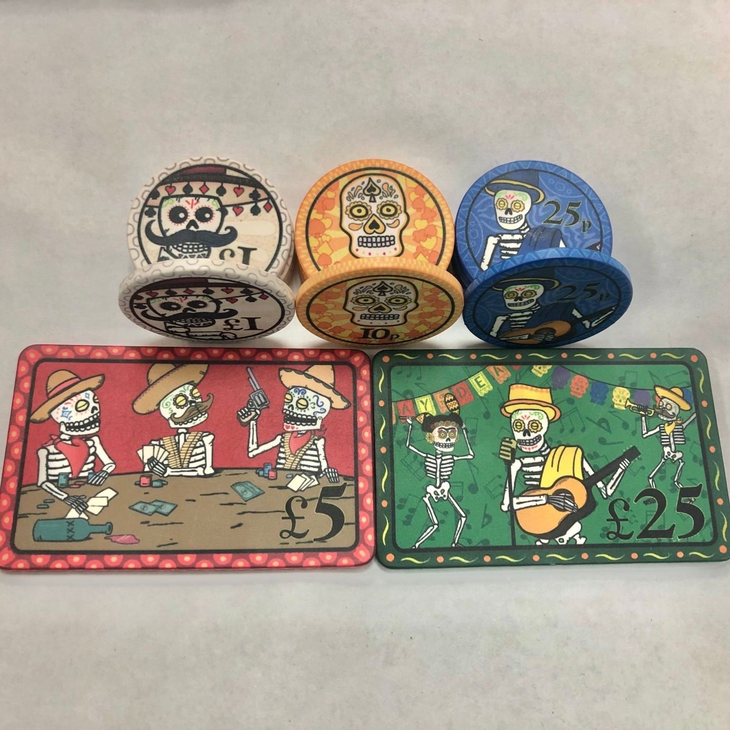 CASINO PROFESSIONAL 10G NEW CUSTOM CERAMIC POKER CHIPS DIA DE MUERTOS