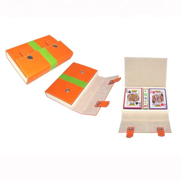 Playing Card Case Fits Two Decks Vegan Leather Poker Case