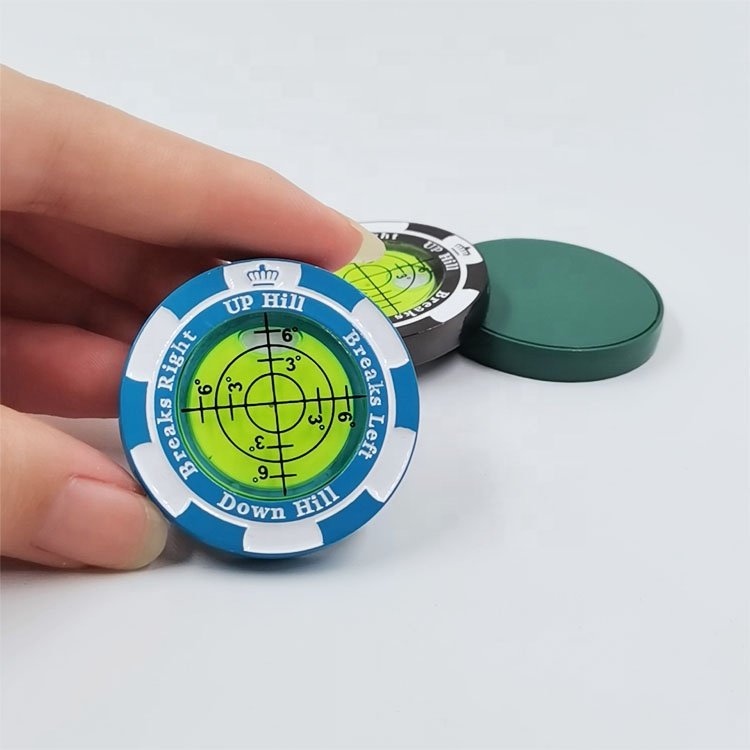New Poker Chip Golf Ball Marker Golf Putting Green Reading Aid Bubble Level High Precision Alignment Reader Tool Ball Marker