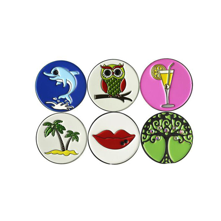 Metal Hat Clip Custom Magnetic Standard Size Metal Engraved Enamel Golf Ball Marker