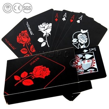 WJPC Professional Customization Playing Deck Set Waterproof PVC Black Poker Cards With Chips