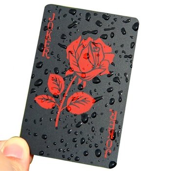 WJPC Professional Customization Playing Deck Set Waterproof PVC Black Poker Cards With Chips