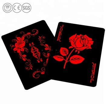 WJPC Professional Customization Playing Deck Set Waterproof PVC Black Poker Cards With Chips