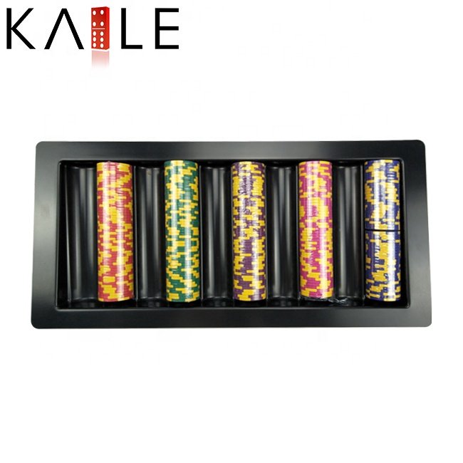 blackjack black poker chip trays casino grade plastic 10 rows rack can holder 500ct 40mm chips suppliers for gambling game