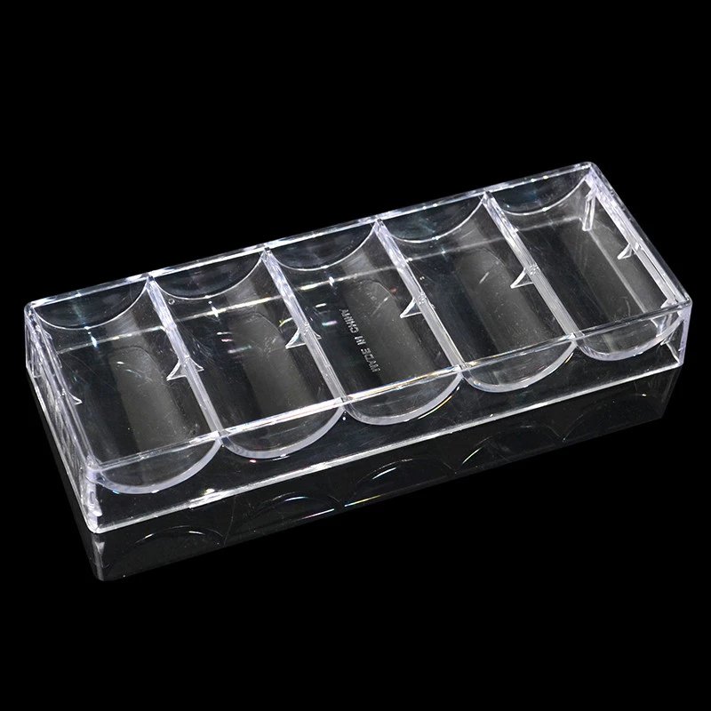 Factory Priced 1000pcs Acrylic Chip Box Texas Hold'em Poker Chips Suitcase Cases with 10 Chip Trays Made of Plastic
