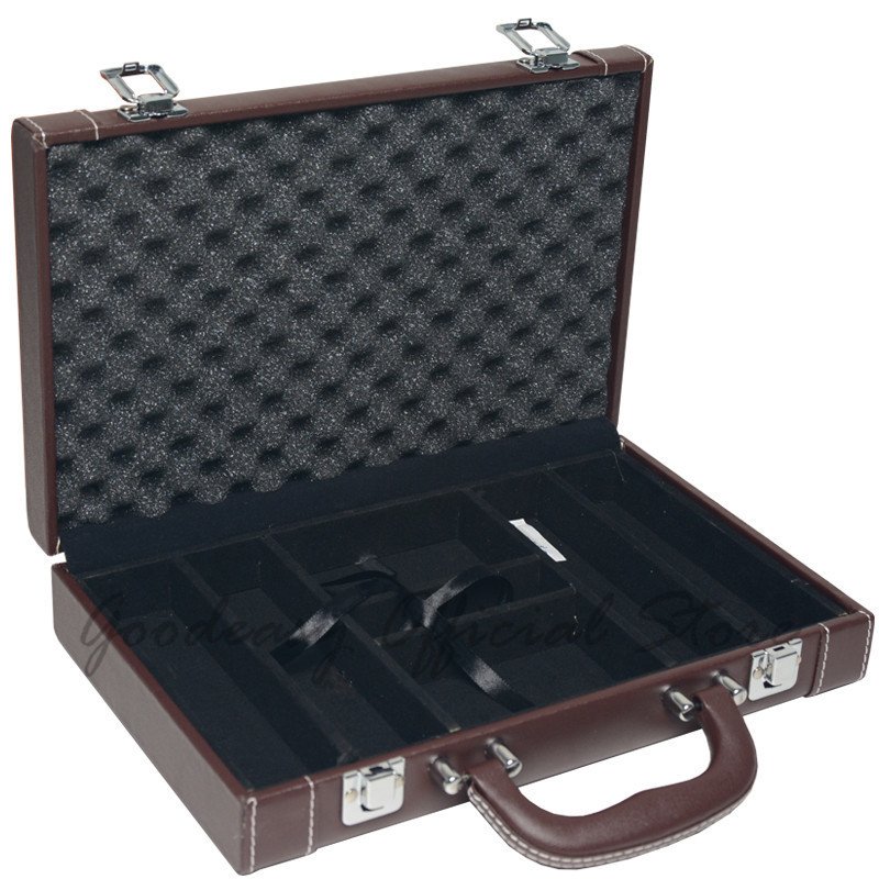 300pcs PU Storage Box Professional Texas Poker Chips Sets Leather Suitcase Casino Game Accessory Container