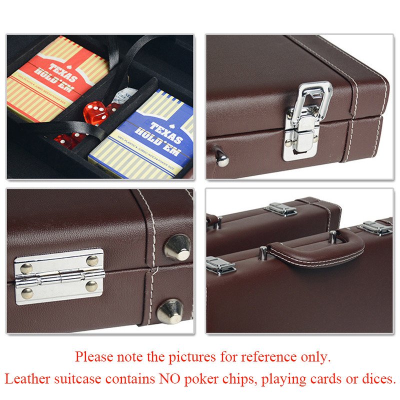 300pcs PU Storage Box Professional Texas Poker Chips Sets Leather Suitcase Casino Game Accessory Container