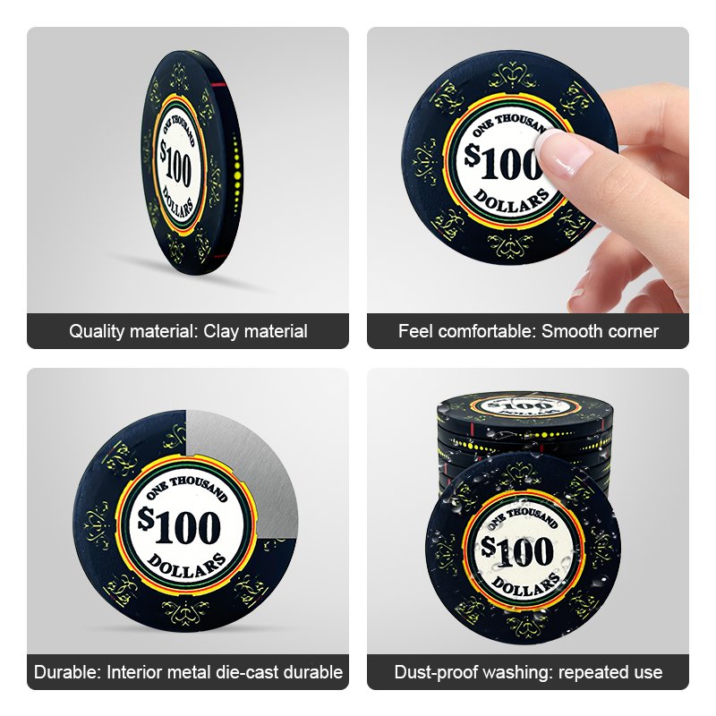 40mm Clay Poker Chips Casino Gambling Game Token for Card Board Game 14g
