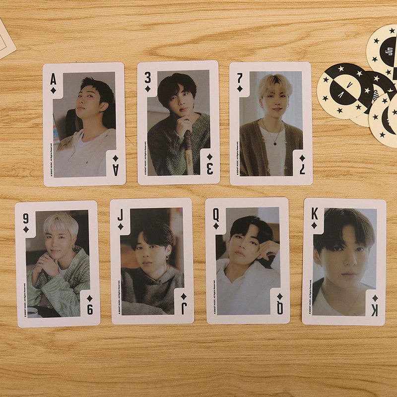 Kpop Bangtan Boys Global Fanclub Membership PVC Photo Cards World Tour JK JM V Names Poker Chips Set