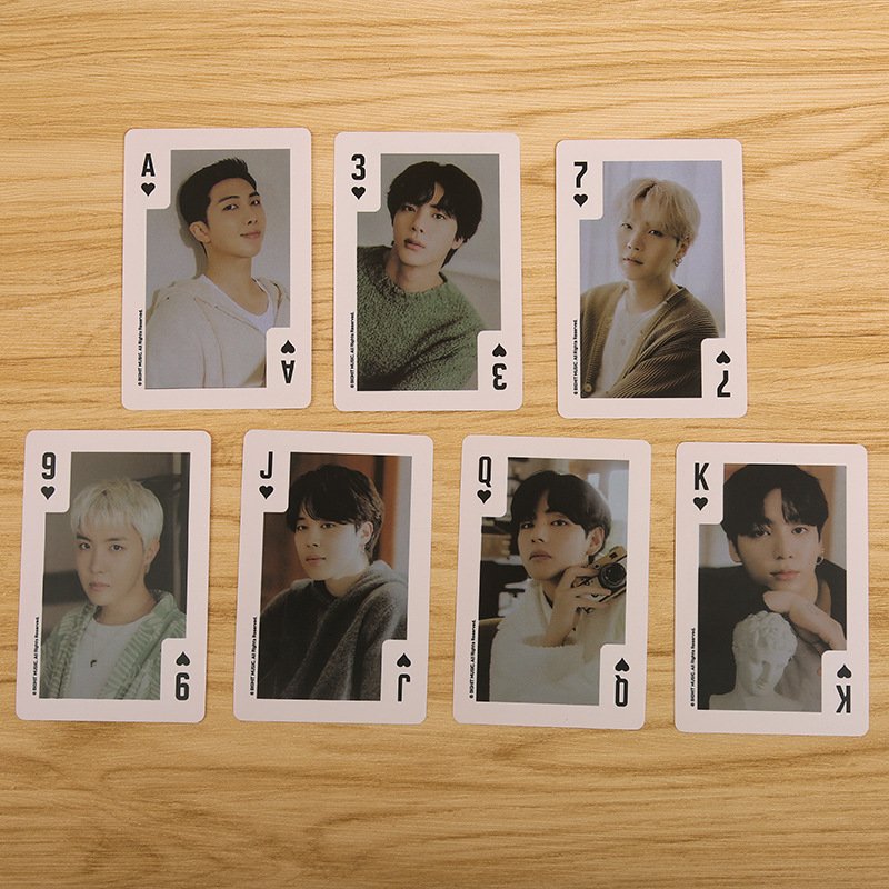 Kpop Bangtan Boys Global Fanclub Membership PVC Photo Cards World Tour JK JM V Names Poker Chips Set