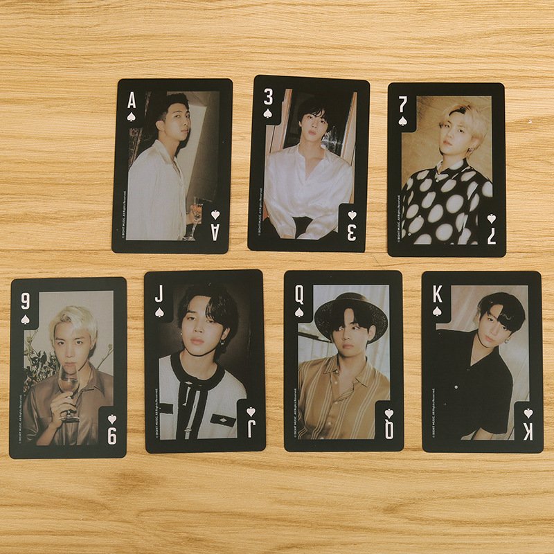 Kpop Bangtan Boys Global Fanclub Membership PVC Photo Cards World Tour JK JM V Names Poker Chips Set