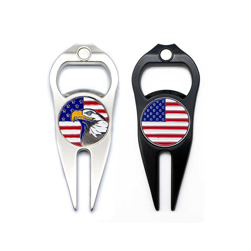 Factory Price Stainless Steel Divot Tool Golf Ball Marker Magnetic Multi-Function Golf Divot Tool