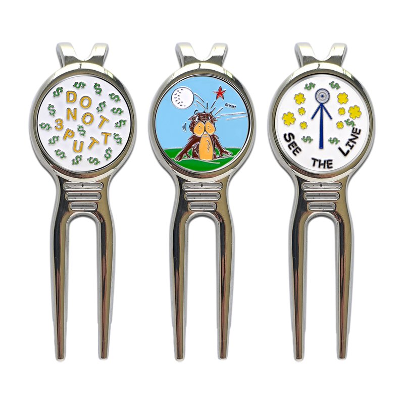 Factory Price Stainless Steel Divot Tool Golf Ball Marker Magnetic Multi-Function Golf Divot Tool