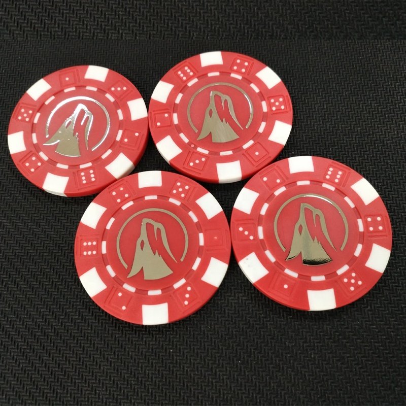 custom dice poker chip with GOLD COLOR hot stamping logo
