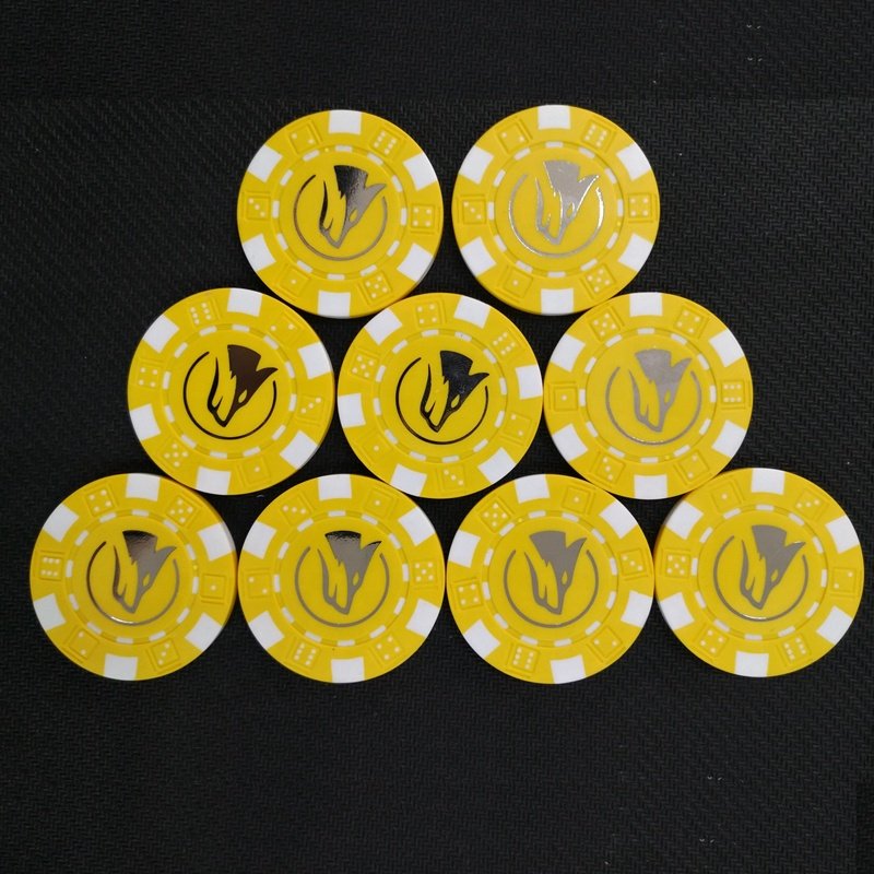 custom dice poker chip with GOLD COLOR hot stamping logo
