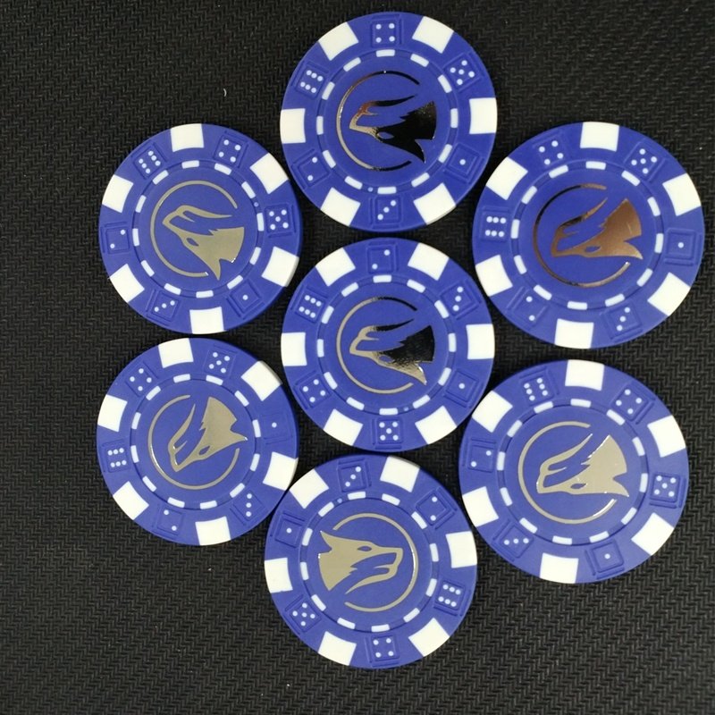custom dice poker chip with GOLD COLOR hot stamping logo