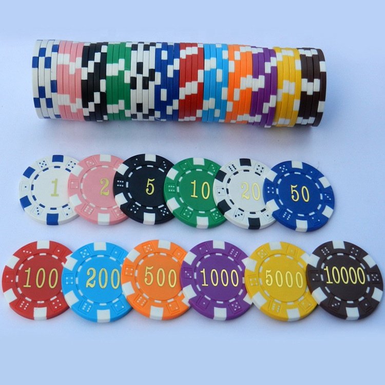 custom dice poker chip with GOLD COLOR hot stamping logo