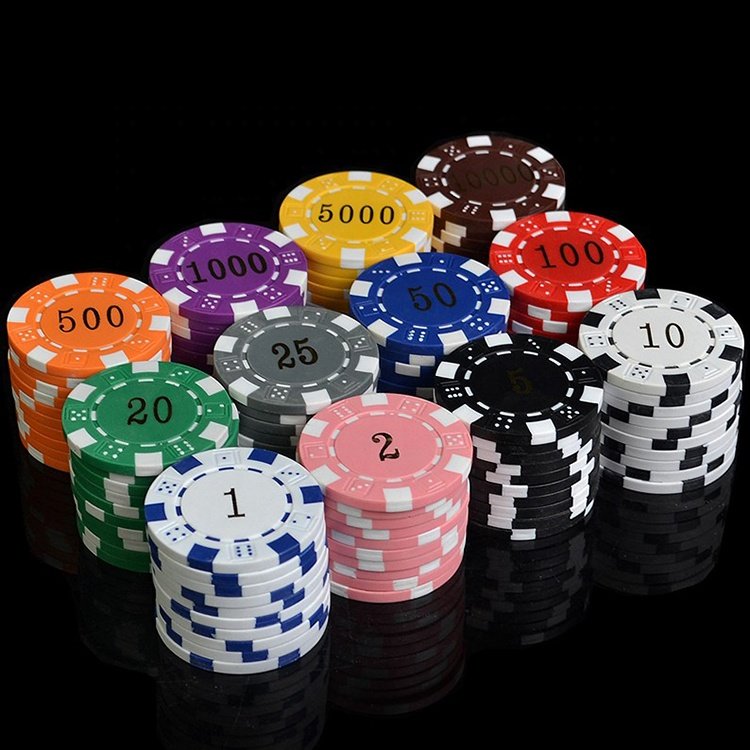 custom dice poker chip with GOLD COLOR hot stamping logo