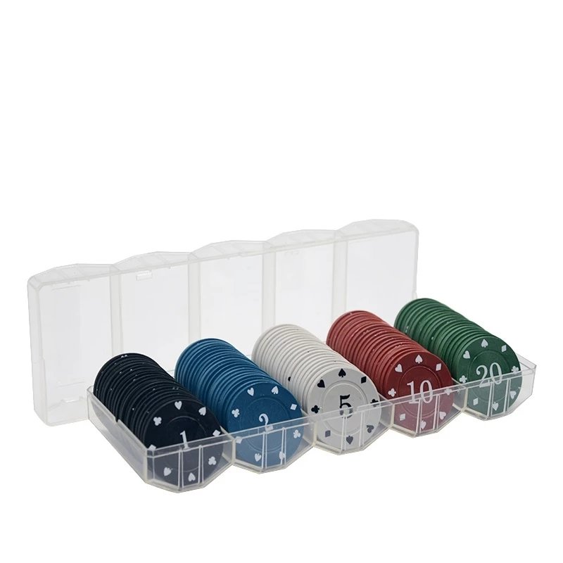 100pcs Poker Chip Tray Clay Coins Set Las Vegas Casino Taxes Hold'em Poker Club Chips Sets Acrylic Box ABS/Plastic/Clay/Ceramic