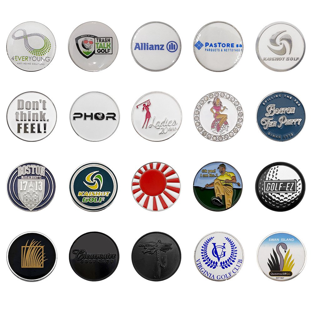 Wholesale Custom Enamel Logo Golf Accessories Club Metal Golf Ball Marker Hat Clip