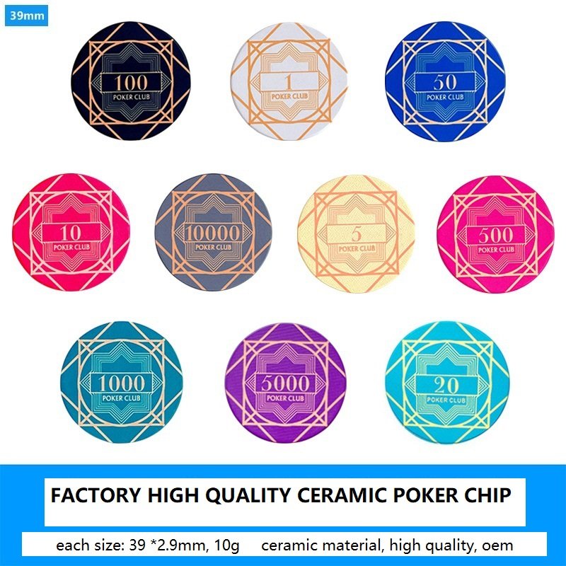 Factory Custom luxury Game Coin Ceramic Chip Square Circular Shape high quality Poker Chips