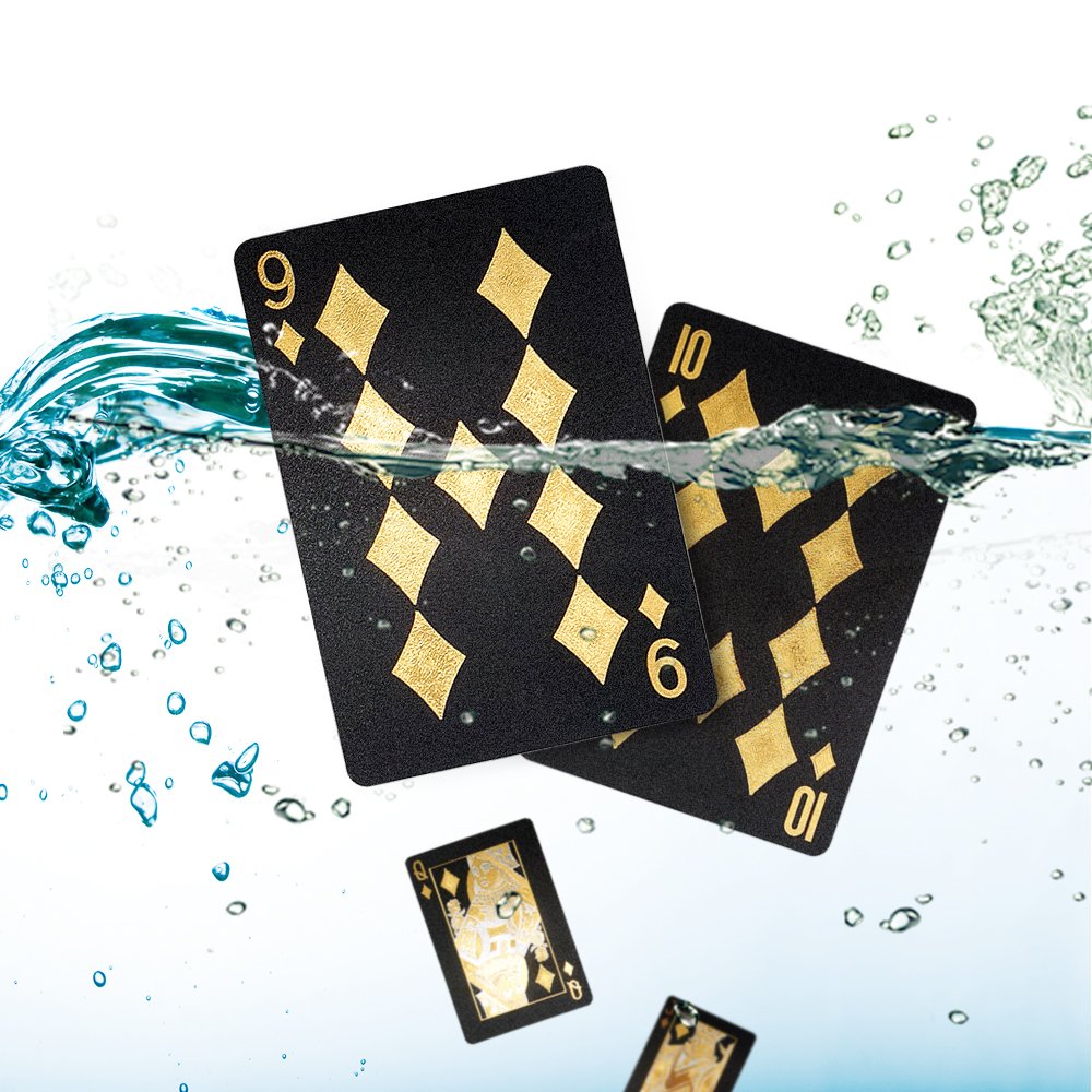 Custom Logo High Quality Smooth Black Plastic Waterproof Poker Creative Durable Gold Plated Poker Playing Cards