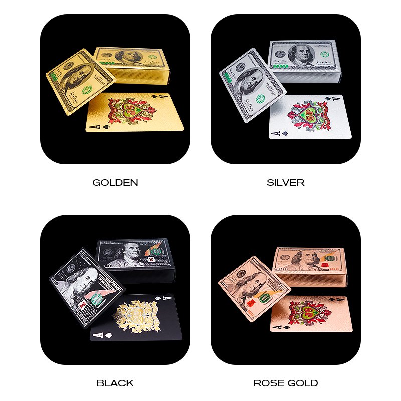 Custom Logo High Quality Smooth Black Plastic Waterproof Poker Creative Durable Gold Plated Poker Playing Cards