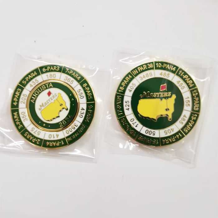Hot Sale The Masters Golf Ball Marker Soft Enamel Poker Chip Ball Marker 40mm Golf Ball Position Marker