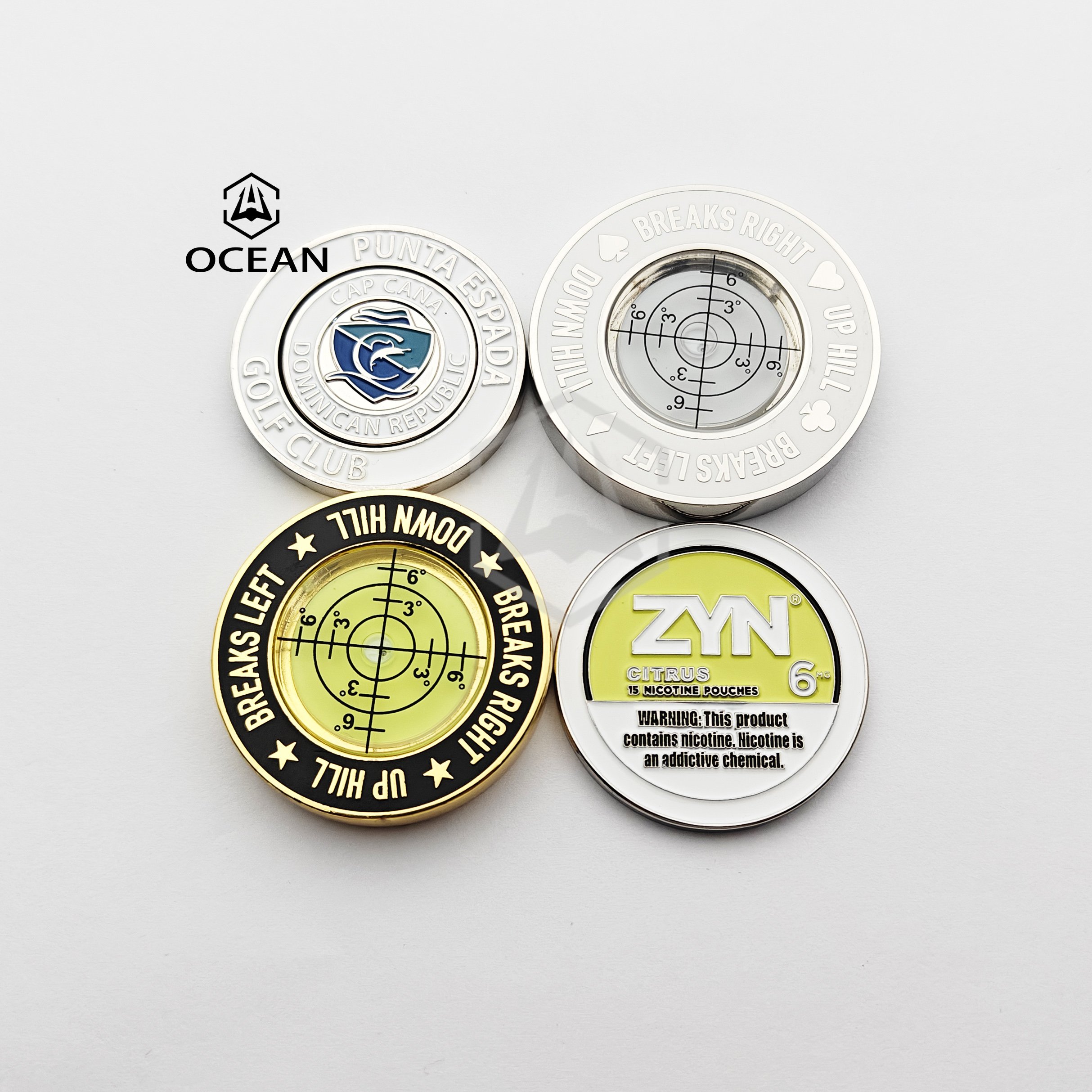 Custom Logo Sublimation Printing Golf Fun Poker Coin Chips Factory Sale Custom Manufacturer Print Golf Ball Marker Poker Chip