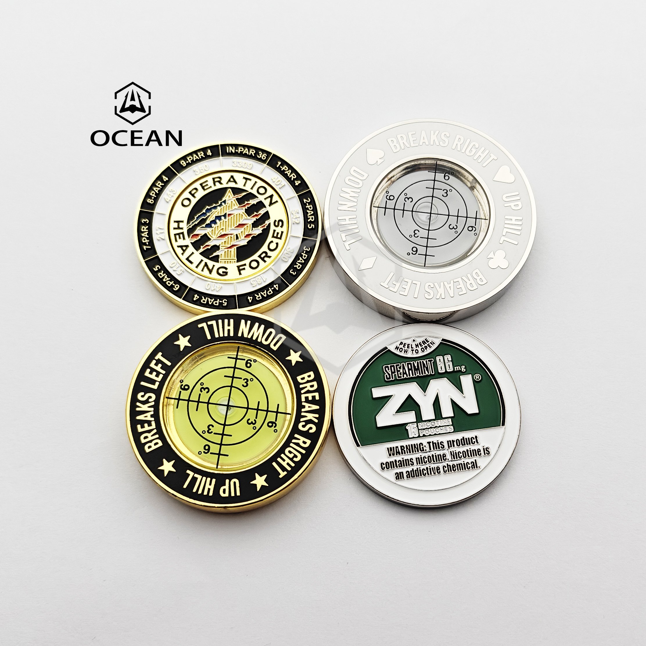 Custom Logo Sublimation Printing Golf Fun Poker Coin Chips Factory Sale Custom Manufacturer Print Golf Ball Marker Poker Chip
