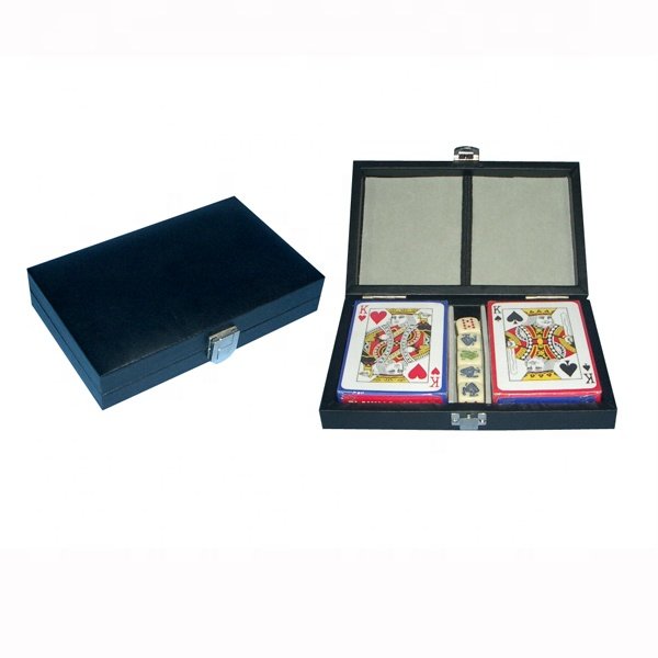 two deck of poker chip set Manufacture colorful leather Premium chip game Poker Set