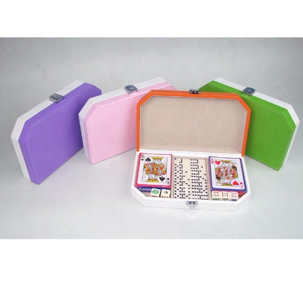 two deck of poker chip set Manufacture colorful leather Premium chip game Poker Set