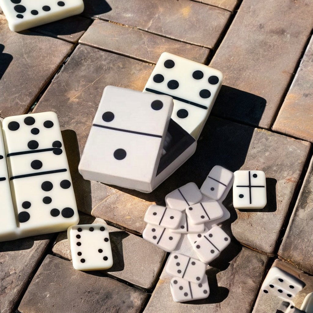 2024 Top Selling Resin Classic Board Games Double 6 Dominoes Gift Set 28 Tiles with Resin Box Wood Case Juegos de Mesa