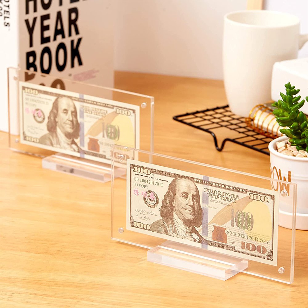 Acrylic Display Dollar Bill Display Dollar Holder Currency Ticket Protector Paper Money Frame for Bill Collectors Collection