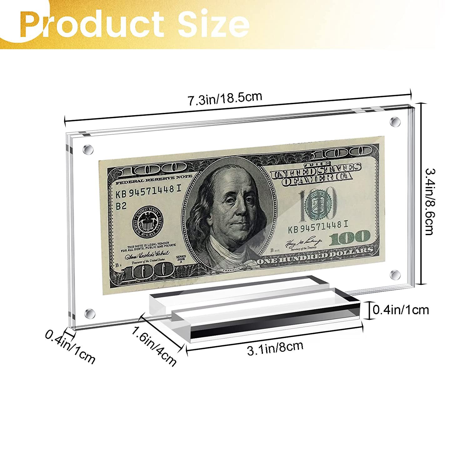 Acrylic Display Dollar Bill Display Dollar Holder Currency Ticket Protector Paper Money Frame for Bill Collectors Collection