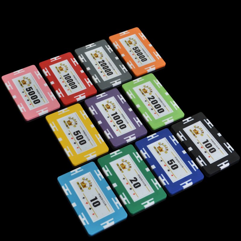 Custom Logo Rectangle 35g Poker Chips Solid Colored Rectangular Ceramic Clay Blank Casino Chips Set