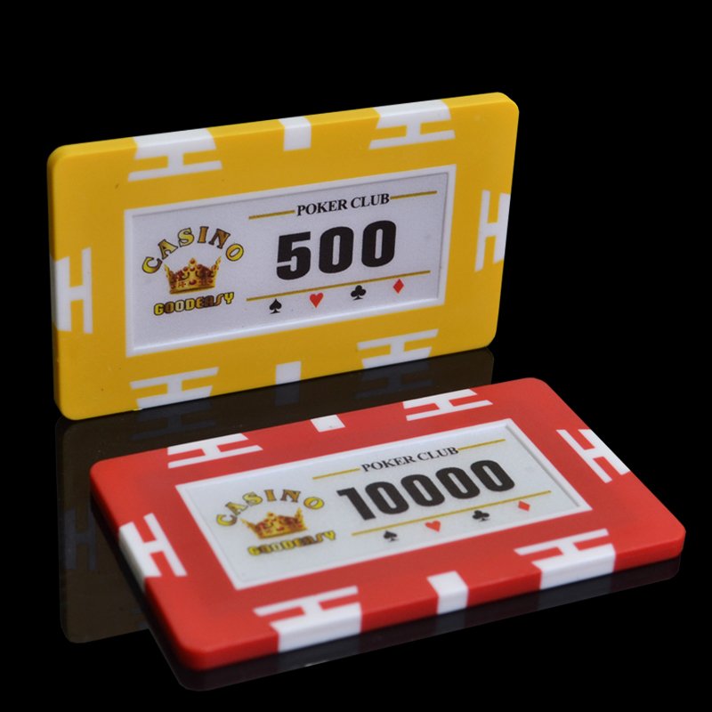 Custom Logo Rectangle 35g Poker Chips Solid Colored Rectangular Ceramic Clay Blank Casino Chips Set