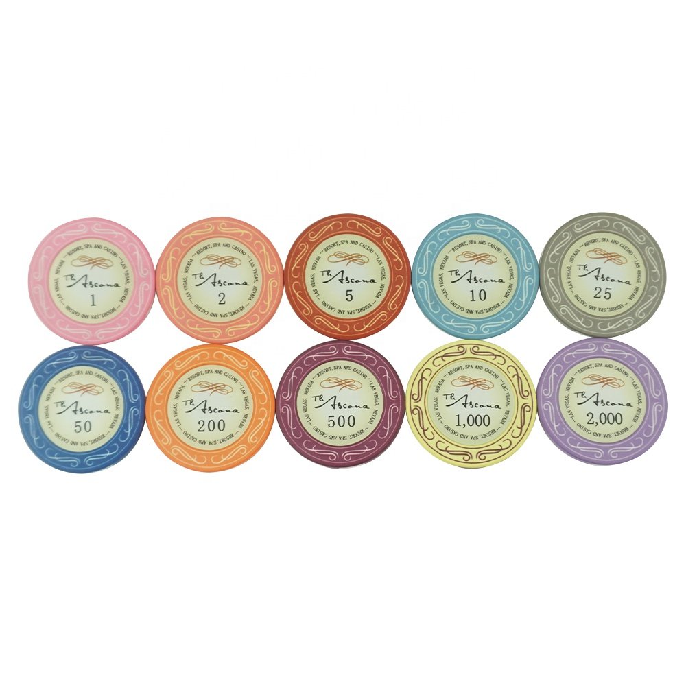 Free custom made ceramic poker chips with denmination stickers on 39mm 10g chips multi size can be customized for casino games